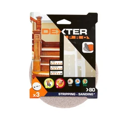 Lot de 3 disques abrasifs DEXTER PRO, 150 mm, grains 80