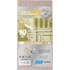 Lot de 10 patins abrasifs NORTON, 93x185 mm, grains 180