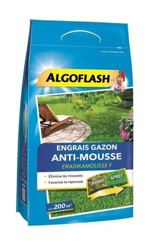 Engrais gazon antimousse ALGOFLASH 6kg 200 m²