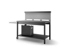 Table Roulante Crédence Pour Plancha Forge Adour, Noir Et Gris Clair Mat