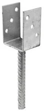 Support De Poteau Forme U Galvanisé Gah Alberts, 71X100X200X60 Mm