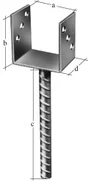 Support De Poteau Forme U Galvanisé Gah Alberts, 71X100X200X60 Mm