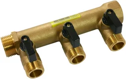Collecteur Mf 20/27 - 3 Départs + Vannes À Compression Laiton M 15 X 21