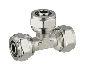 Raccord Té Égal À Compression Laiton D.20 Pour Tube En Multicouche