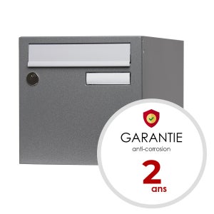 Boîte aux lettres normalisée 1 porte extérieur, RENZ, acier gris brillant