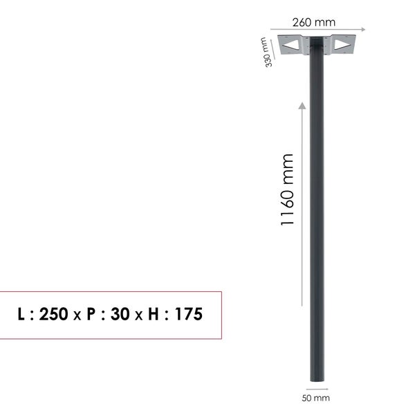 Pied H.116 X L.33 X P.5 Cm Renz, Gris Anthracite