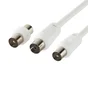 Câble coaxial 9.52m² femelle / mâle blanc 2m + adaptateur mâle/mâle, EVOLOGY