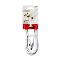 Câble coaxial 9.52m² femelle / mâle blanc 5m + adaptateur mâle mâle, EVOLOGY