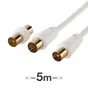Câble coaxial 9.52m² femelle / mâle blanc 5m + adaptateur mâle mâle, EVOLOGY