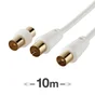 Câble Coaxial 9.52 Femelle Mâle Blanc 10M + Adaptateur Mâle Mâle Evology