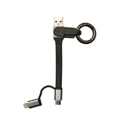 Câble Porte-Clefs 2 En 1 Lightning Iphone Et Micro Usb, 0.2 M Noir Evology