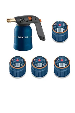 Lampe à souder monogaz DEXTER Piezo + 4 cartouches
