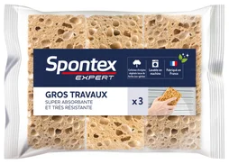 Lot De 3 Éponges Cellulose Spontex Expert Gros Travaux