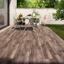 Carrelage Sol Extérieur Forte Effet Bois Brun Cendré Elbe L.15 X L.61 Cm