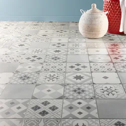 Carrelage Sol/Mur Forte Effet Carreau Ciment Blanc Et Gris Gatsby L.20 X L.20 Cm