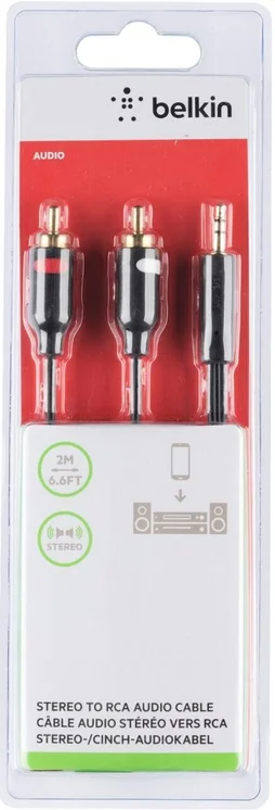 Câble Multimédia Câble Audio Jack Mâle Vers Double Jacks Mâle - 2M - Noir Mâle /