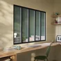 Verrière atelier fixe noir mat 5 carreaux en aluminiu, H.108 x l.153 cm