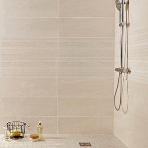 Carrelage mural Milano effet pierre beige mat lisse 24x69cm 1,16m²