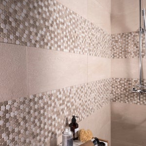 Carrelage mural Milano effet pierre beige mat lisse 24x69cm 1,16m²
