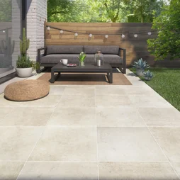 Carrelage Sol Extérieur Forte Effet Pierre Beige Monastère L.50 X L.50 Cm