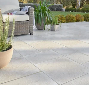 Carrelage sol extérieur effet pierre beige Monastère l.30 x L.50 cm