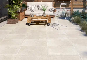 Carrelage sol extérieur effet pierre beige Monastère l.30 x L.50 cm