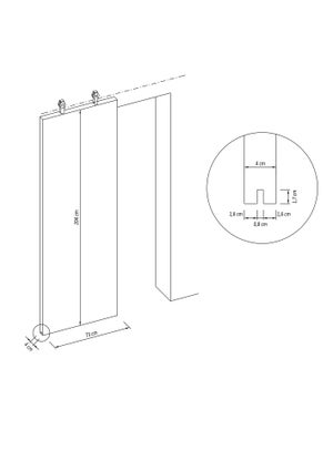 Porte coulissante bois Noe, H.204 x l.73 cm