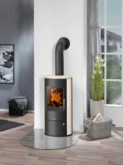 Poêle à bûche Austin, JUSTUS, 7 kw noir et beige
