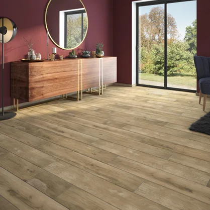 Carrelage sol / mur effet bois miel Realta l.20 x L.120 cm 