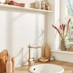 Mosaïque mur hexagon ARTENS blanc 30 X 26 cm