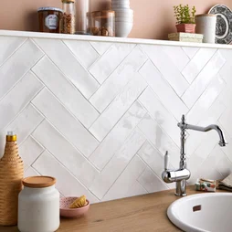 Carrelage Mur Forte Uni Blanc Brillant L.7.5 X L.30 Cm, Bakerstreet