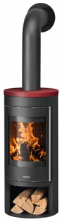Poêle à bûche Mino 2.0, JUSTUS, 5.5 kW  noir / rouge