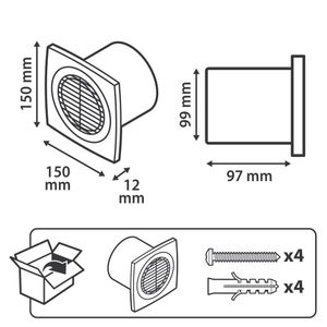 Aérateur extracteur intermittent à interrupteur EQUATION Standard 100 mm