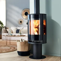Poêle à bûche 9.3 lux, ADURO, 6 kW noir