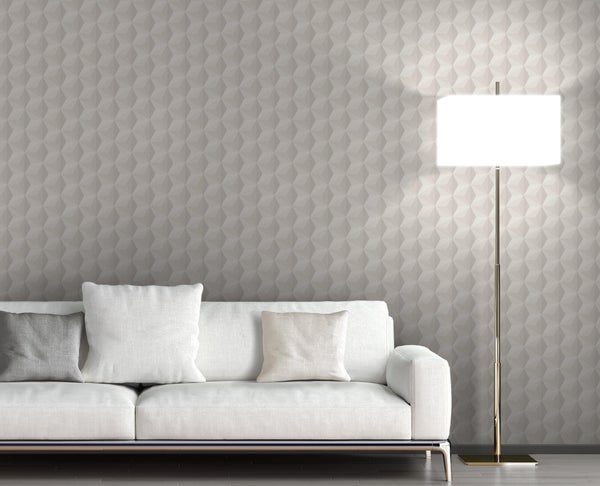 Papier Peint Vinyle Origami Paillette Gris Argent