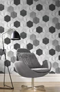 Papier Peint Intissé Hexagone 3D Blanc Alu