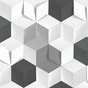 Papier Peint Intissé Hexagone 3D Blanc Alu