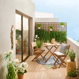 Salon de jardin acacia beige Solis origami, 2 personnes