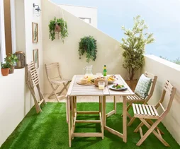 Salon de jardin acacia marron Solis compact, 4 personnes