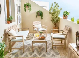Salon bas de jardin bois acacia Solis NATERIAL, 4 personnes