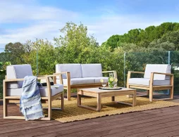Salon bas de jardin bois beige Solaris NATERIAL, 4 personnes