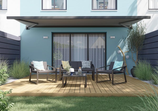 Salon bas de jardin aluminium gris anthracite Lyra NATERIAL, 4 personnes