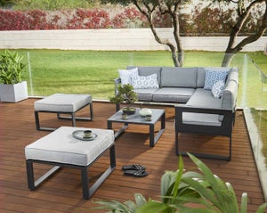 Salon de jardin aluminium gris anthracite Odyssea NATERIAL, 7 personnes