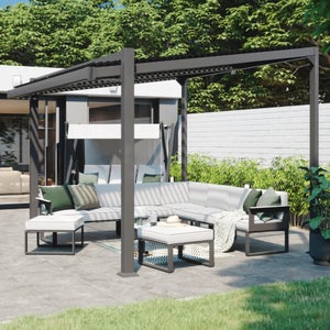 Salon de jardin aluminium gris anthracite Odyssea NATERIAL, 7 personnes