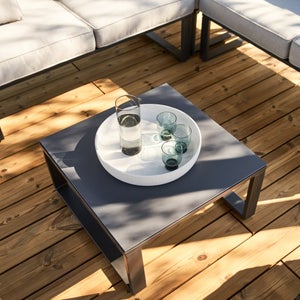 Salon de jardin aluminium gris anthracite Odyssea NATERIAL, 7 personnes