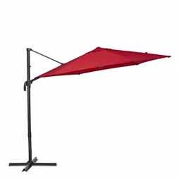 Parasol déporté NATERIAL Avea rouge hexagonal, L.289 x l.289 cm