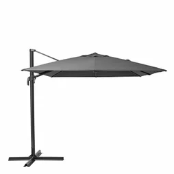 Parasol de cour NATERIAL Aura anthracite rectangulaire, L.386 x l.281 cm