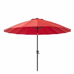 Parasol pied central NATERIAL Sinae rouge rond, L.252 x l.252 cm