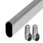 Kit barre de penderie et supports D30 x 15 mm ovale chromé 1 m