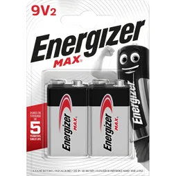 Lot de 2 piles alcaline, ENERGIZER, 9 V max